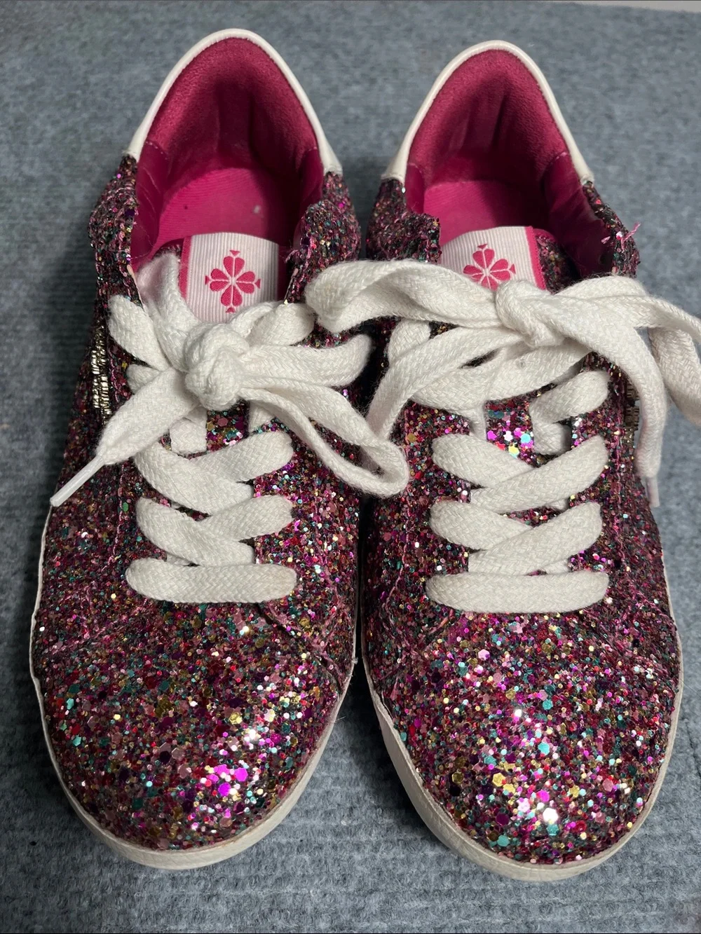 kate spade Glitter Lace-Up Sneakers in Multi-Pink